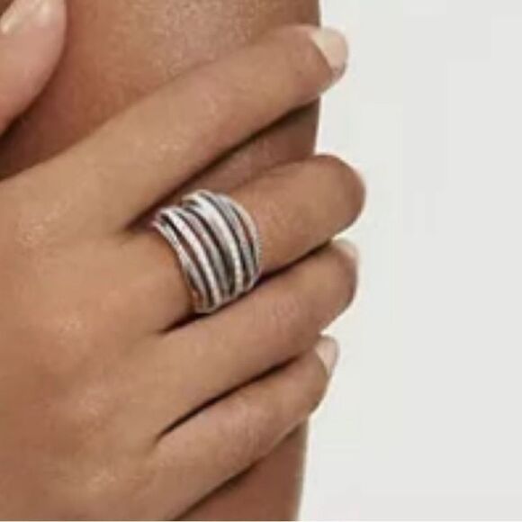 The Moderne Statement band ring in 925 & white sapphire sz 5 - Picture 6 of 8